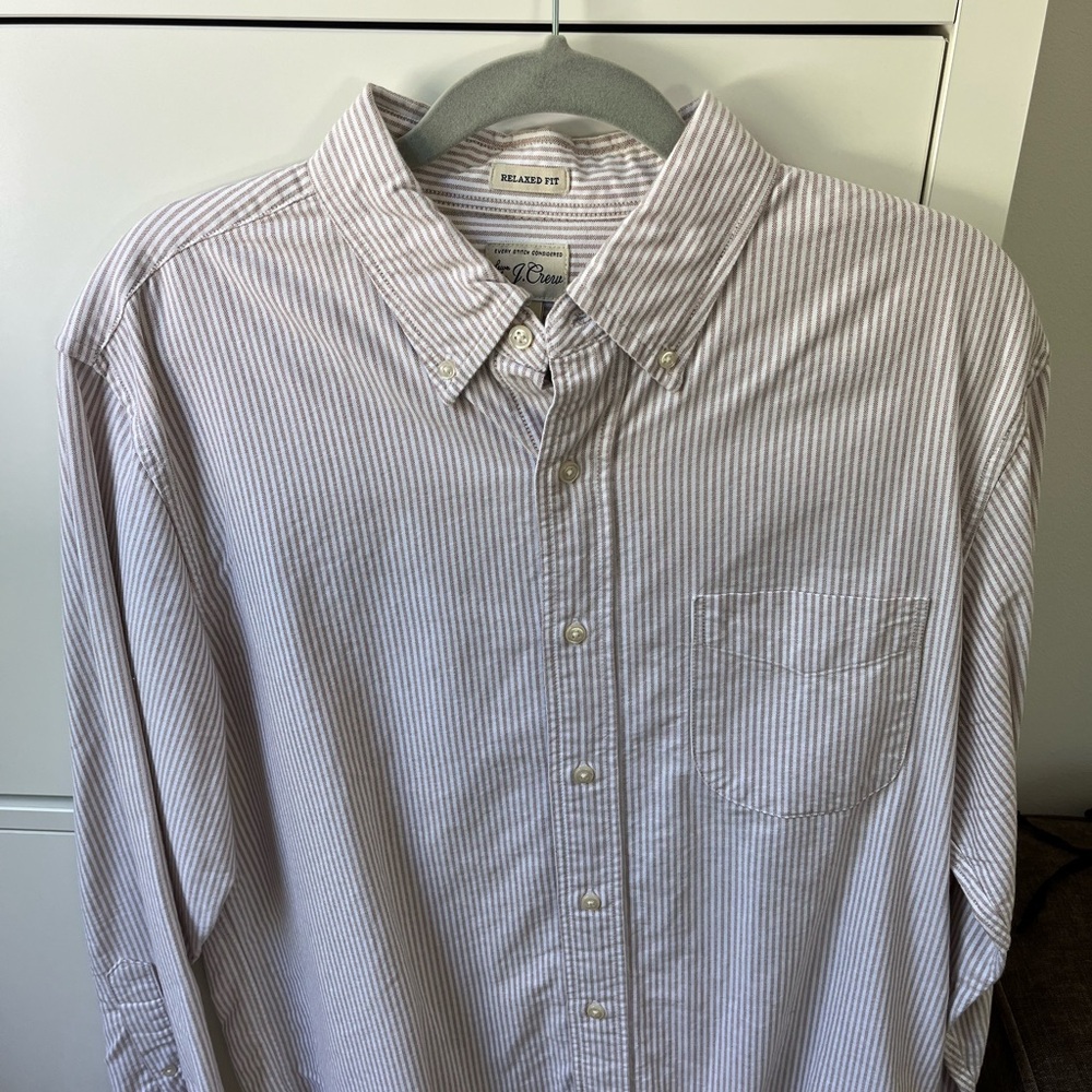 J. Crew Men's Tan Striped Oxford Shirt